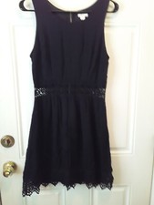 Xhilaration Women's Jr Size M Black w/ sheer cotton Lace Trim waist and hem J622