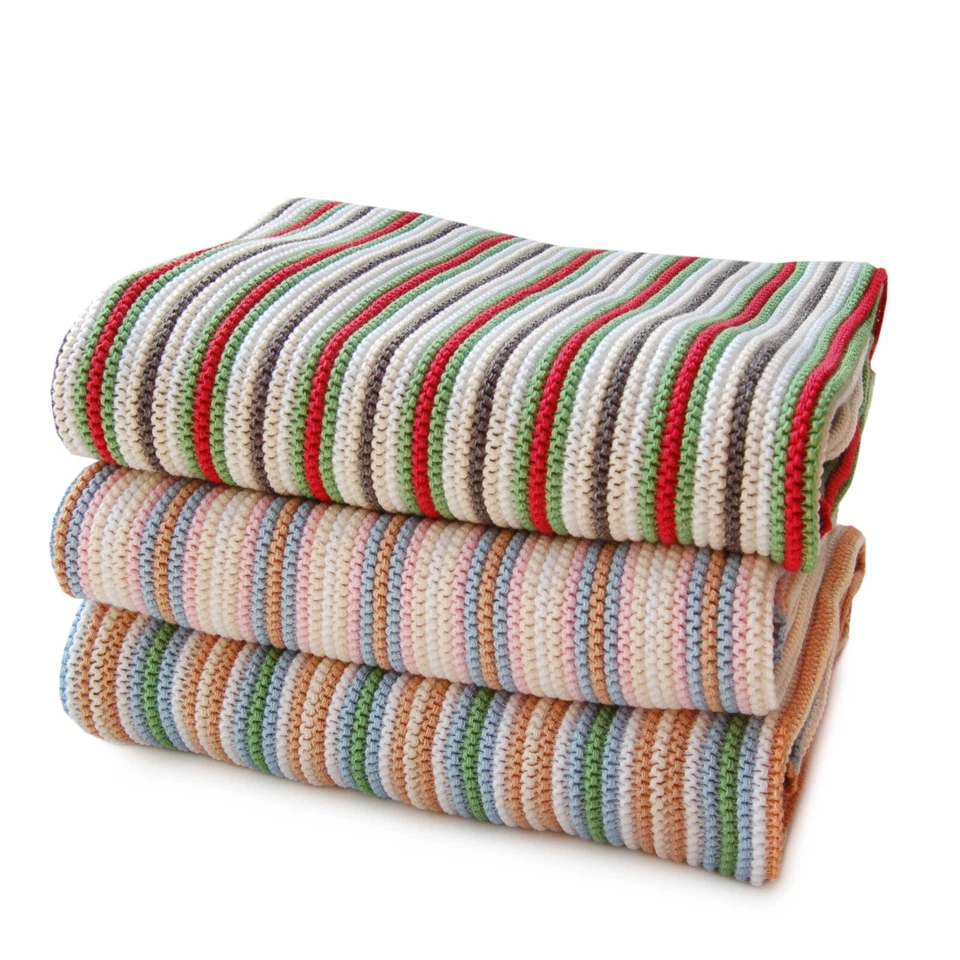 SONNENSTRICK Babydecke Schmusedecke Kuscheldecke mit bunten Streifen 100% Bio Baumwolle 80x80