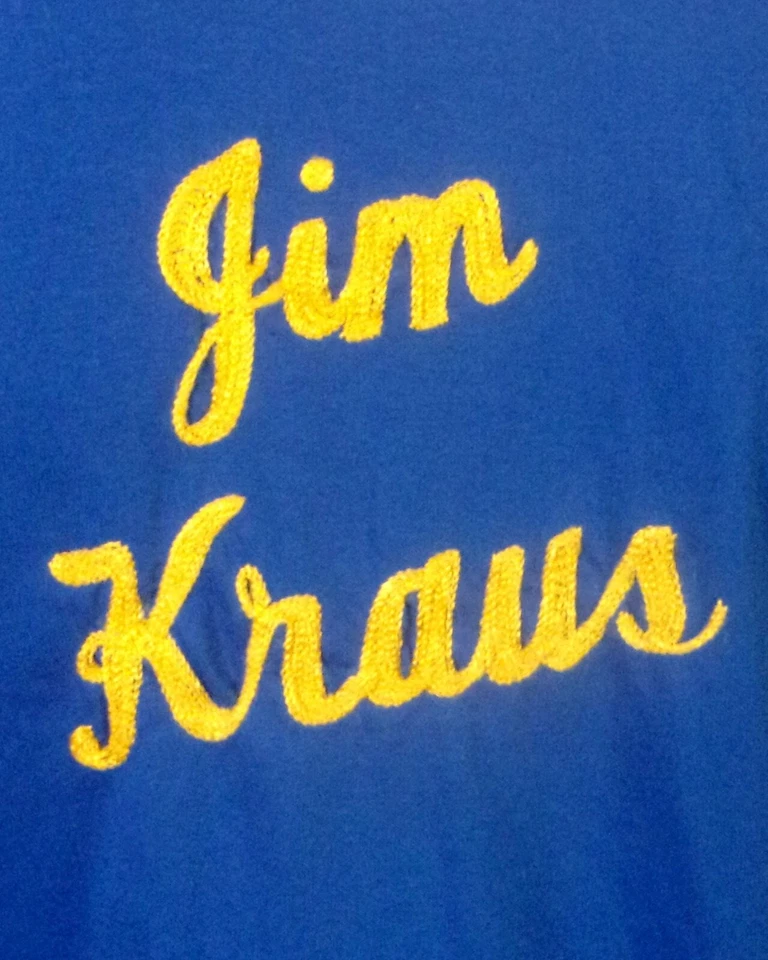 vintage 70s 80s Hilton Blue Yellow Polo Collar Bowling Shirt Chain Stitch USA M - Image 3 of 4