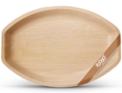 FOGO grün Einwegpalme große ovale Serviertabletten Holzteller Salat Eco