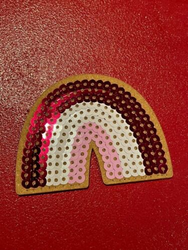 Sew Iron On Patches Embroidery Cloth Stickers Fabric Patch sequin RAINBOW 🌈  - Picture 1 of 1