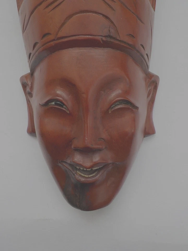 Orientalisch asiatische Holzmaske geschnitzte Volkskunst aus Palisander? 20 cm - Bild 2 von 4