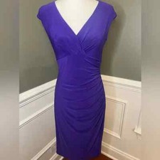 Royal purple cap sleeve ruched Lauren by Ralph Lauren dress size 8