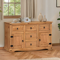 Corona Sideboard Large 2 Door 5 Drawer Solid Wood Mexican Pine Wooden Cabinet
