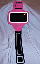 MARIKA PINK FAUX LEATHER CELL PHONE ARM BAND HOLDER PROTECTOR SPORT COVER RUN 