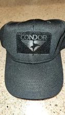 Condor Tactical Hat Mens Small Medium Fitted Black Operators Cap Hook Loop Patch