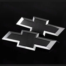 For 2014-2016 Chevy Silverado 1500 2500 3500 Front & Rear Black Bowtie Emblem