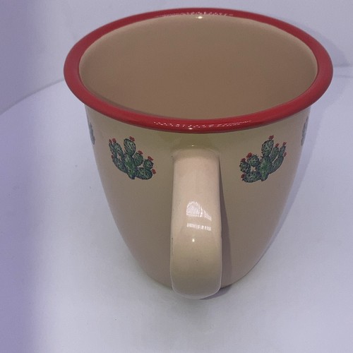 Marble Canyon Southwestern Prickly Pear Cactus Enamelware Mug Tan Red Green Cute - Picture 8 of 10