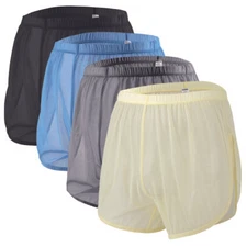 4-Pack Men's Sexy See-Through Boxer Shorts Split Side Mesh Breathable Underwear