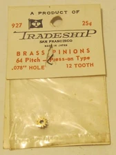 Tradeship Brass Pinion Gear, 12 Tooth, .078" Hole, 64 Pitch #927 Press-On MIP