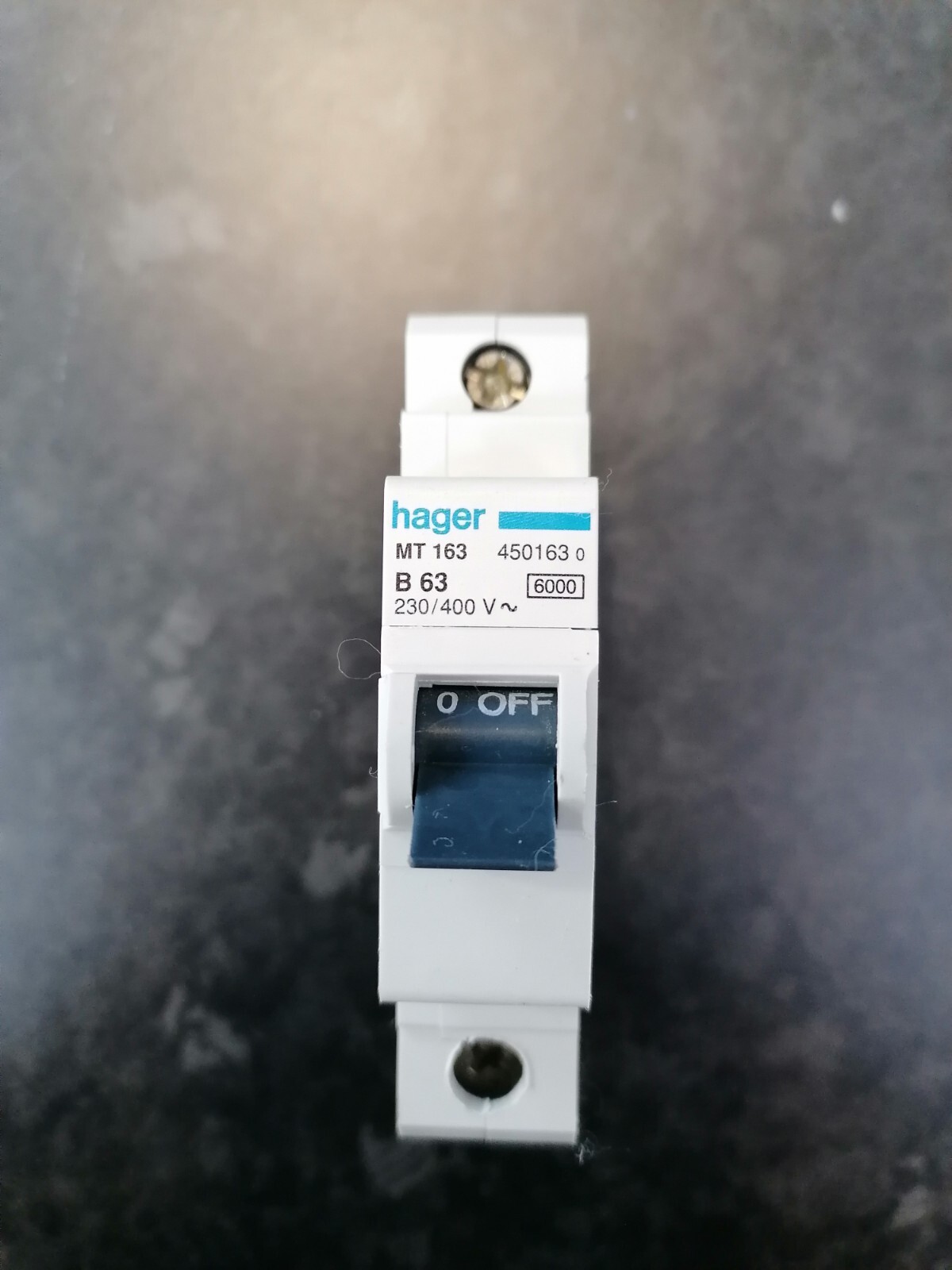 HAGER 63 AMP CURVE B 6kA MCB CIRCUIT BREAKER MT163 450163