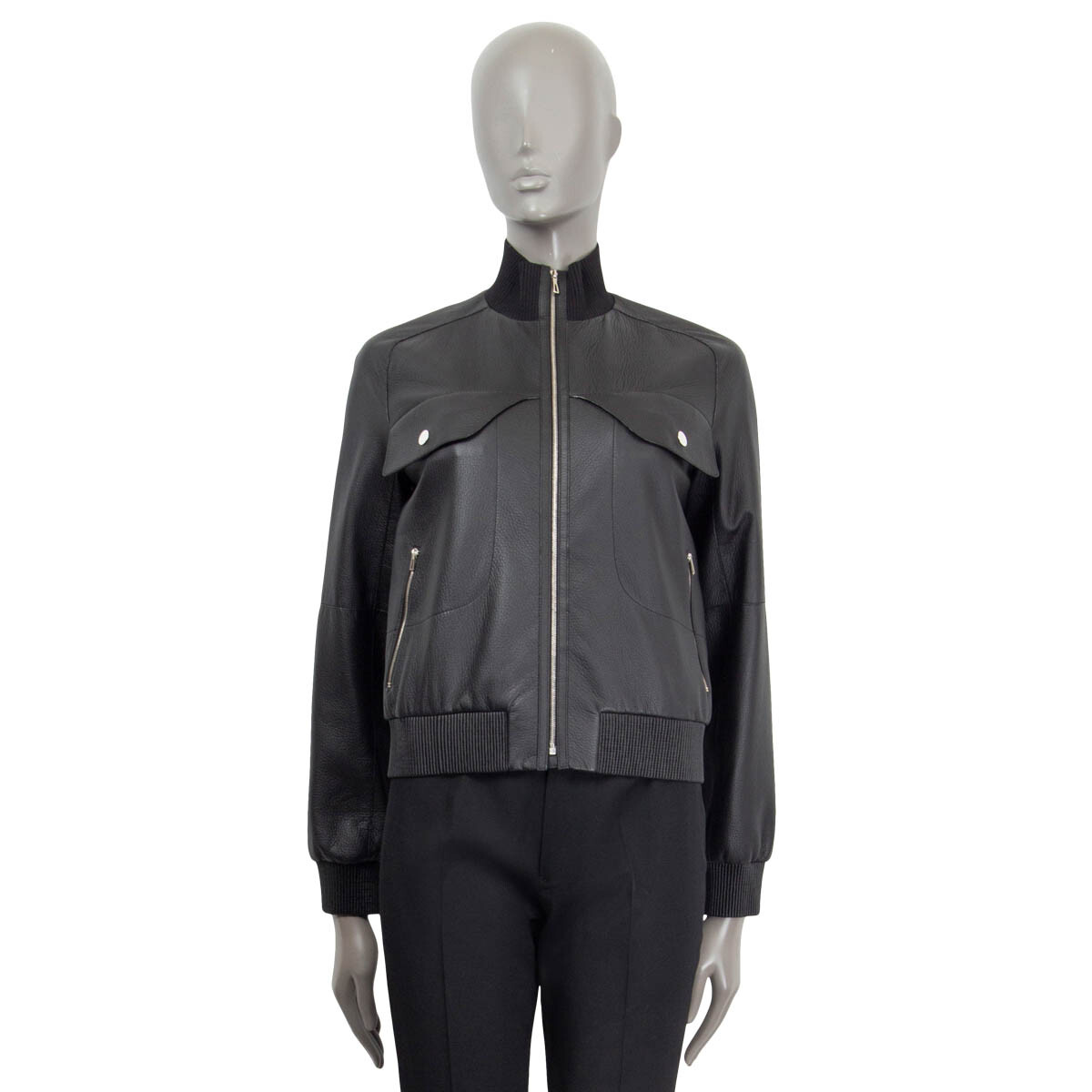66280 auth HERMES black deerskin leather Bomber Jacket 38 S 66280 auth HERMES black deerskin leather Bomber Jacket 38 S