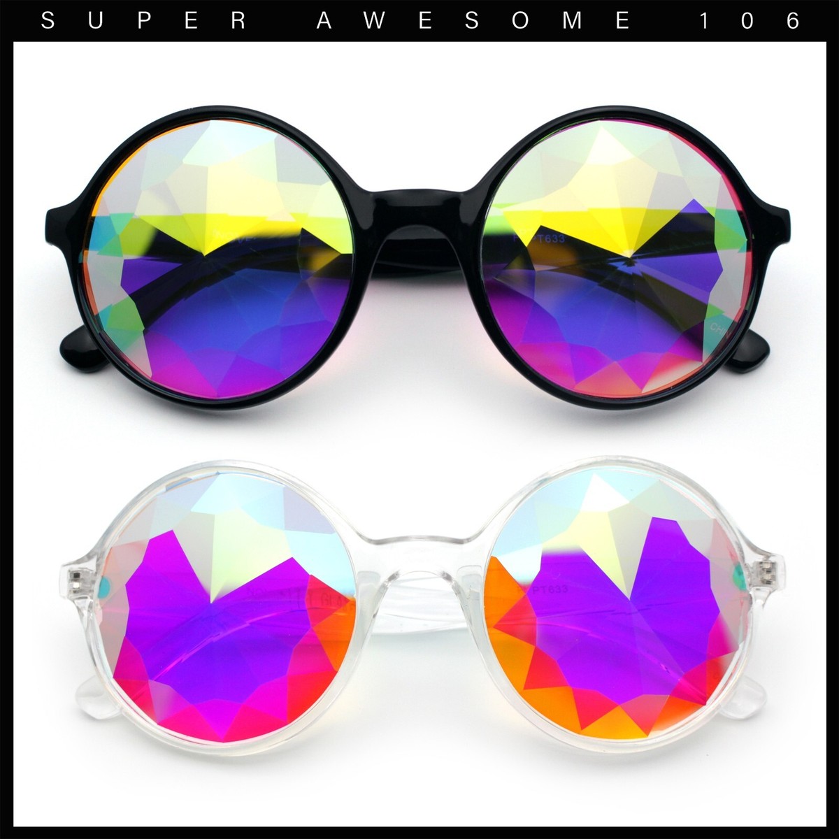 Round Kaleidoscope Plastic Rim Glass Crystal EDM Festival  display picture 1