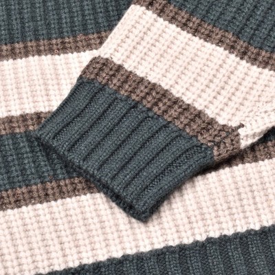 BRUNELLO CUCINELLI WOMEN'S STRIPED CASHMERE KNIT TURTLENECK