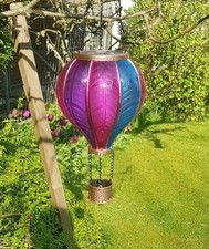 Solar Hot Air Balloon Flaming Effect Garden Decoration Aurora 44cm High 20 LEDs