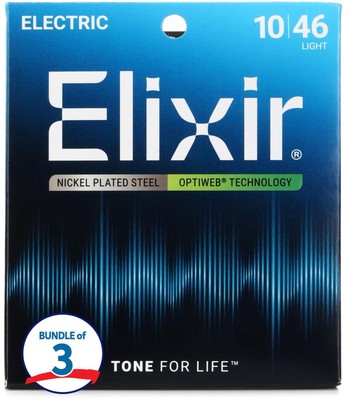 Elixir Strings 19052 Optiweb Electric Guitar Strings - .010-.046 Light (3-pack)