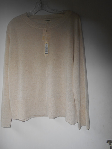 NWT Max Studio London Women's Sweater Knit Beige Crew Neck, Oversize S