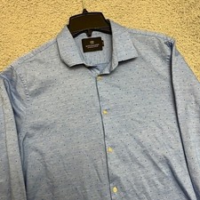 Scotch  Soda Button Down Shirt Mens Large Blue Excellent Slim Fit Polka Dot