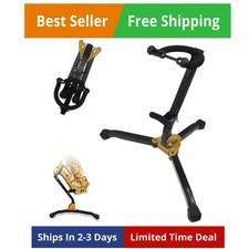 Folding Alto/Tenor Saxophone Stand, Adjustable Sax Holder with Portable Triangle
