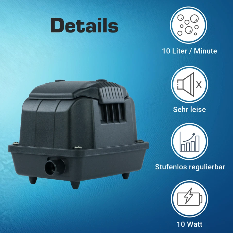 Teichbelüfter 600L/H, Sauerstoffpumpe, Membranpumpe, Teichbelüftung, Luftpumpe  - Bild 3 von 4