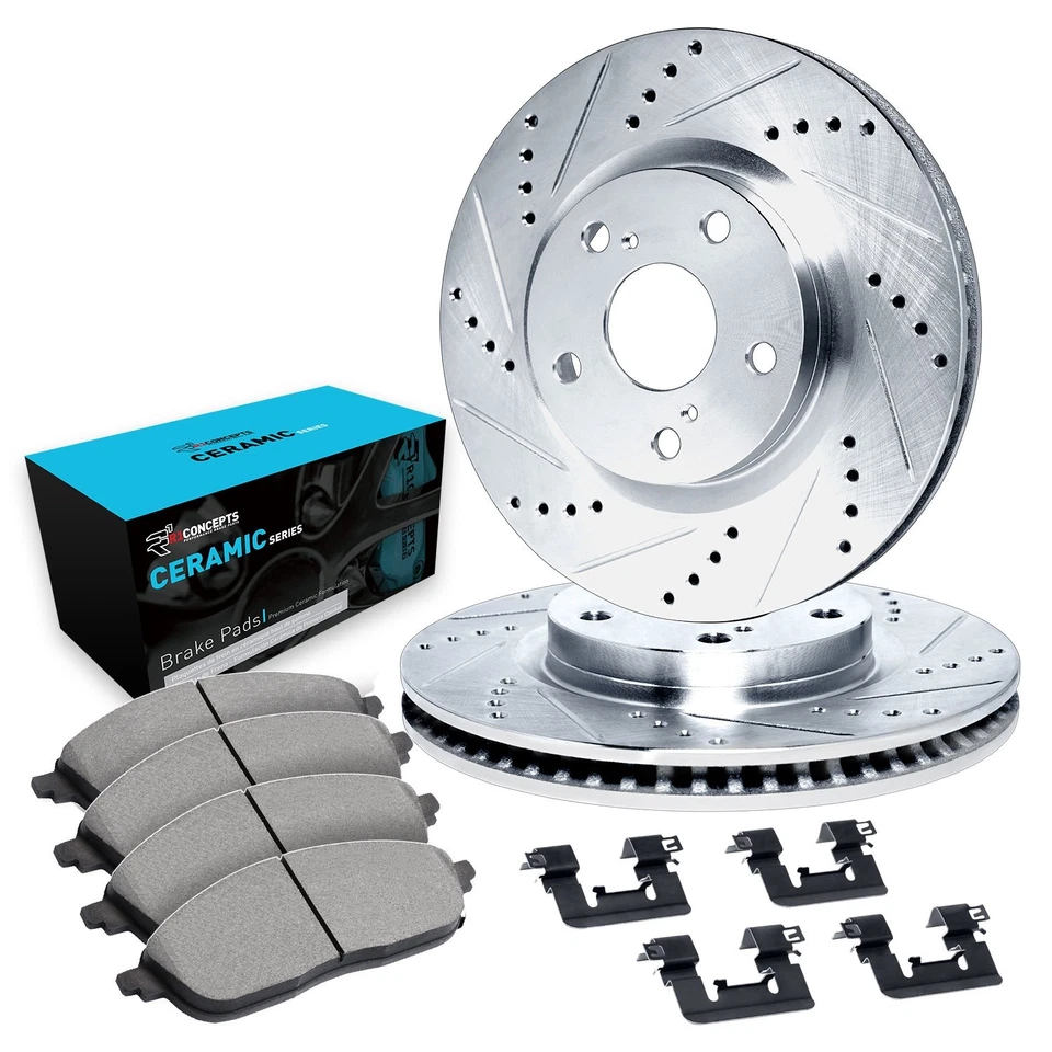 For Lincoln MKZ 17-20 Brake Kit eLINE Series Drilled & Slotted Front Brake Kit w Foto 3 de 4