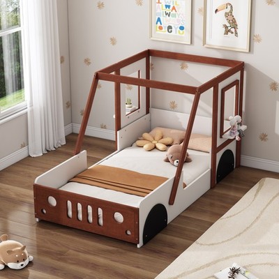 Fun Play Design Twin Size Car Bed, Kids Platform Bed in Car-Shaped