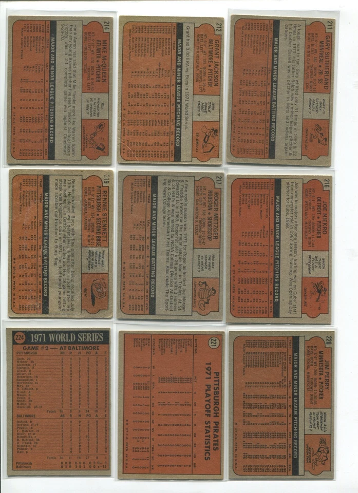 Lote de 27 cartas O - 1972 Topps: Playoff de la Liga Nacional, Serie Mundial X3, Giants RC, etc. ¡SIN DUPS! Foto 4 de 4
