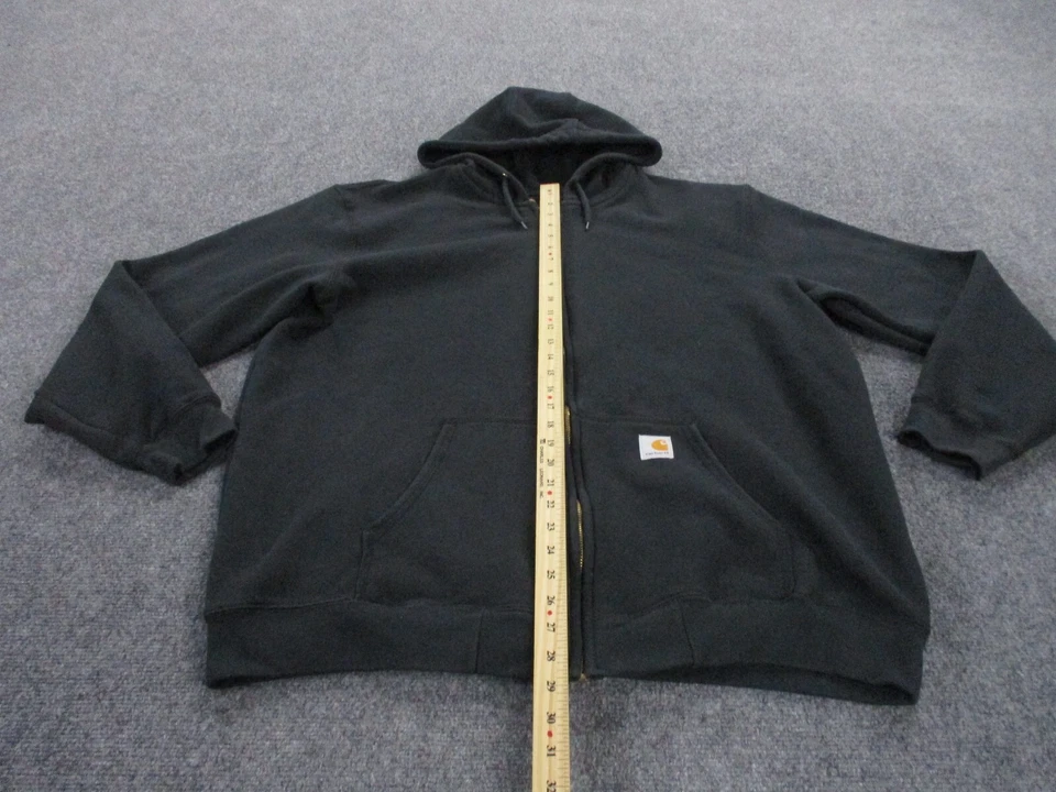 Carhartt 夹克成人 XL 黑色原装户外口袋工作服部队男式 — 第 3/4 张图片