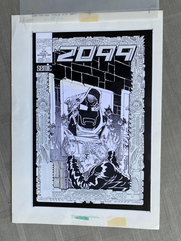Original Cover 2099 No. 28 Editions Semic Nov 1995 33 X 23 Pat Broderick Comic Art
