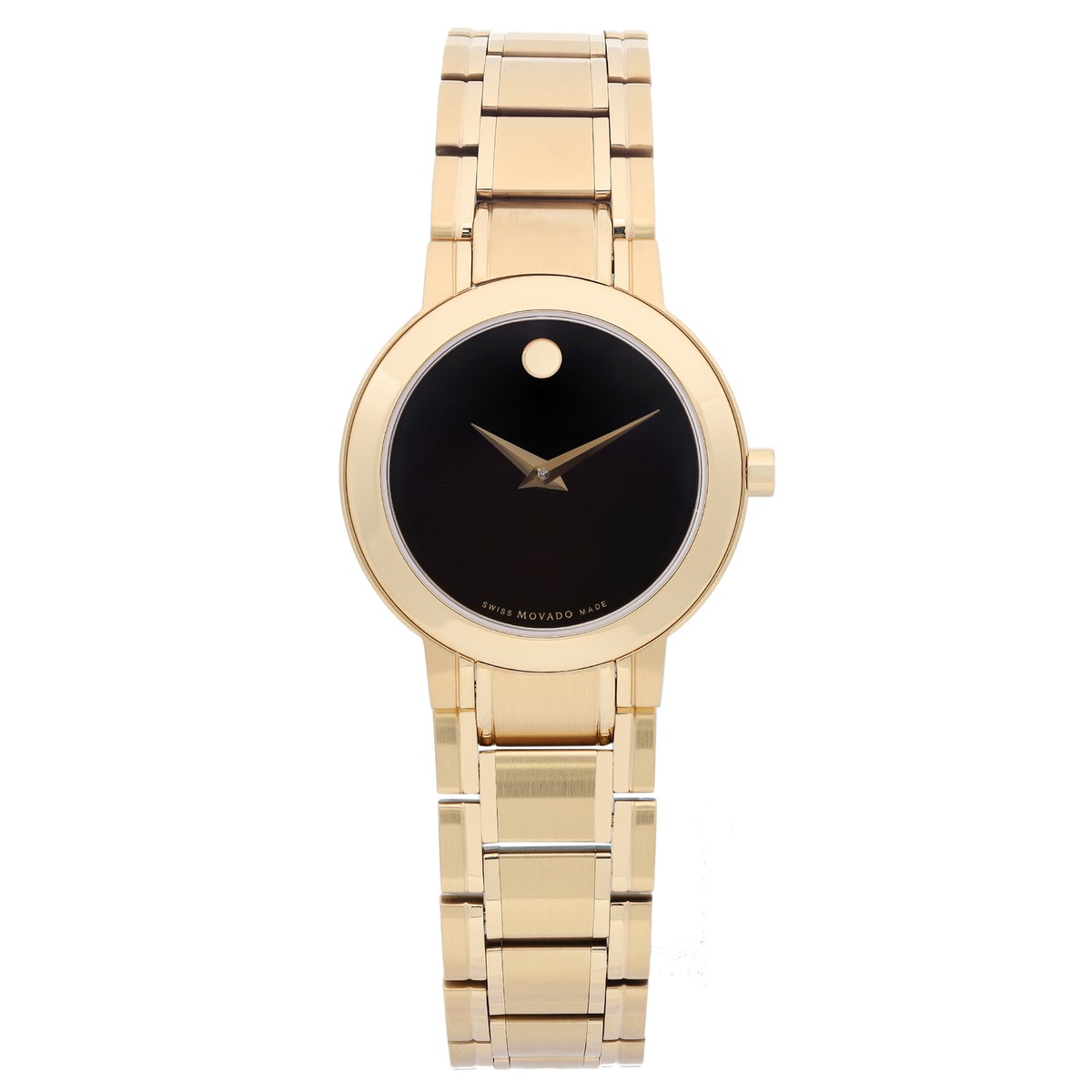 Movado Ladies Watch Gold Tone with Black Dial 28mm Case Excellent! Movado Muesum Watch Women 28mm Black Dial Gold Tone Round  main image 3