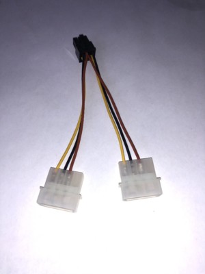 6-Pin PCI-E to 2 X 4-Pin Molex Power Adapter Cable PCI-E VGA Card (6-inch)