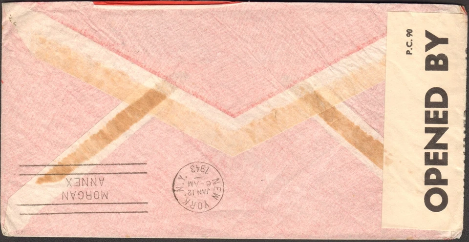 CLIPPER SERVICIO SUSPENDIDO Cubierta Nueva York a FRANCIA 10-12-1942 porque guerra Segunda Guerra Mundial Foto 2 de 2