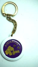Vintage Sperry Univac 1970's Aquarius Astrological Keychain Rare Gold Tone