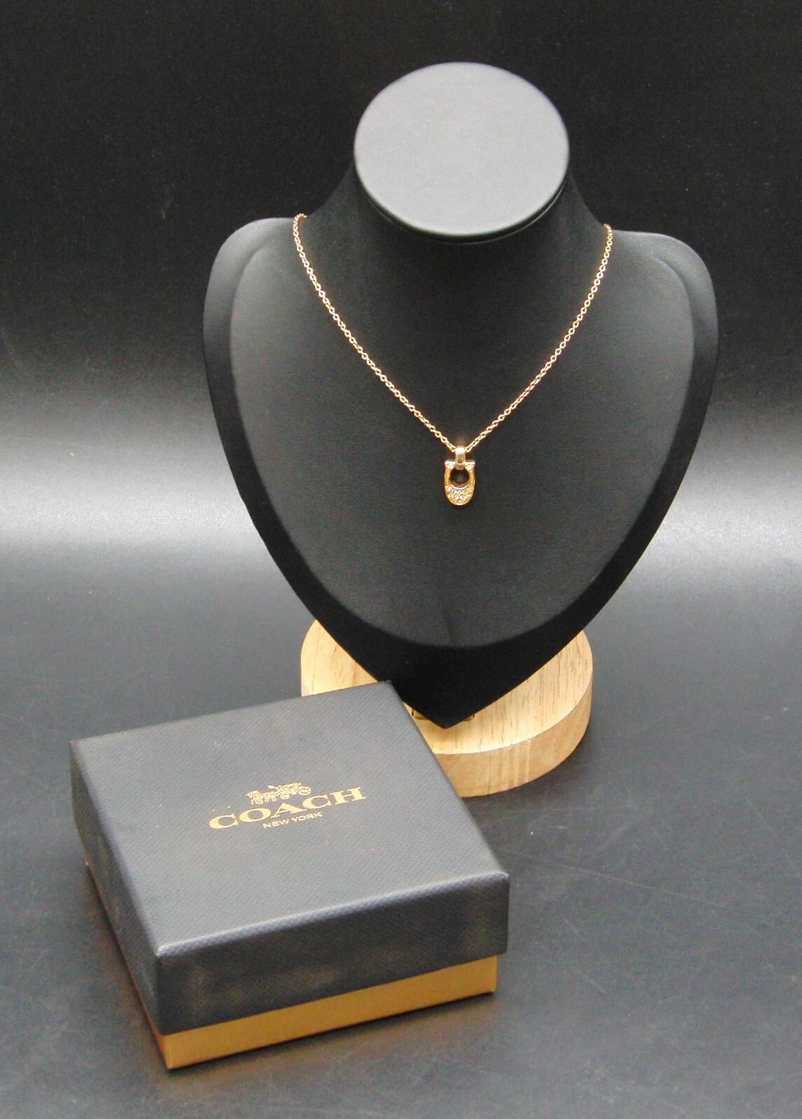 Collana Coach Ferro di Cavallo Pave Firmata Lunghezza 41cm con Prolunga 5cm e Scatola