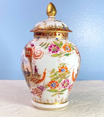 1800s Royal Vienna Porcelain Lidded Jar with Nautical scene, blue