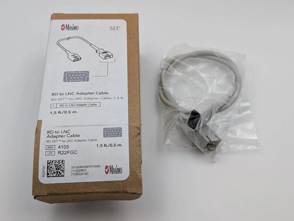 Masimo 4105 RD to LNC Adapter Cable 1.5FT, OEM Original (Box of 1)