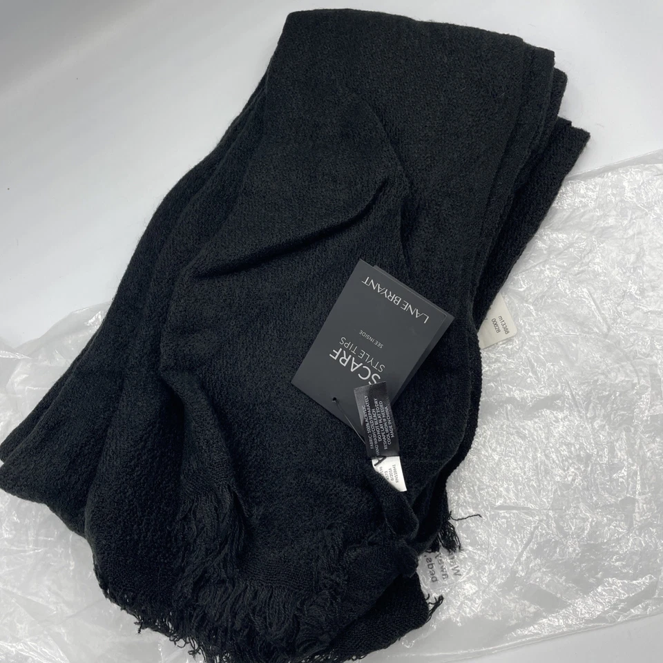 NWT Lane Bryant Women Black Scarf One Size Plus 26”x80” Z51 - Image 2 of 4