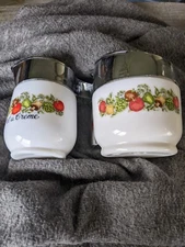 PYREX GEMCO SPICE OF LIFE CREAMER & SUGAR BOWL SET + LIDS GENTLY USED CONDITION