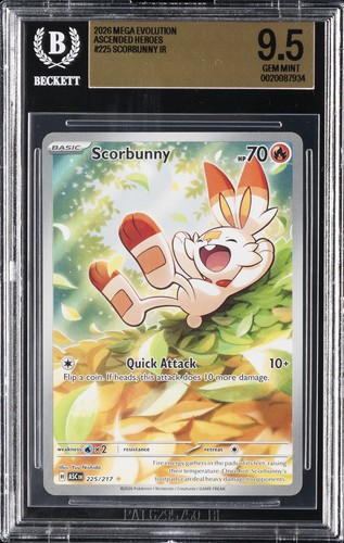 2026 POKEMON MEGA EVOLUTION ASCENDED HEROES #225 SCORBUNNY IR BGS 9.5