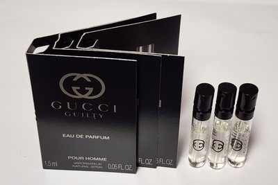 3 x Gucci Guilty Pour Homme Eau De Parfum Sample Spray Vials 1.5ml each 