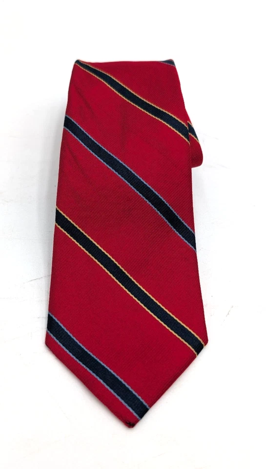 Corbata clásica de seda a rayas rojas Adolfo para hombre Foto 2 de 4