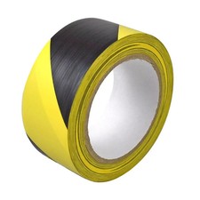 Image of TWIN PACK Black & Yellow Hazard Warning Tape - 48mm (2") x 33m