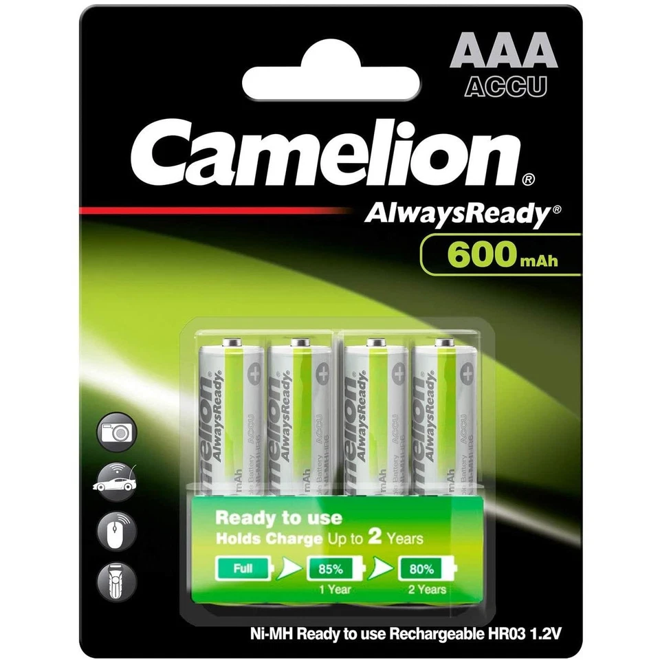 [17406403] Camelion Pack de 4 piles rechargeables AlwaysReady Micro AAA 600mA - Photo 1/1