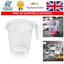 1 Litre Clear Measuring & Mixing Jug with Strong Handle - Food Safe Plastic