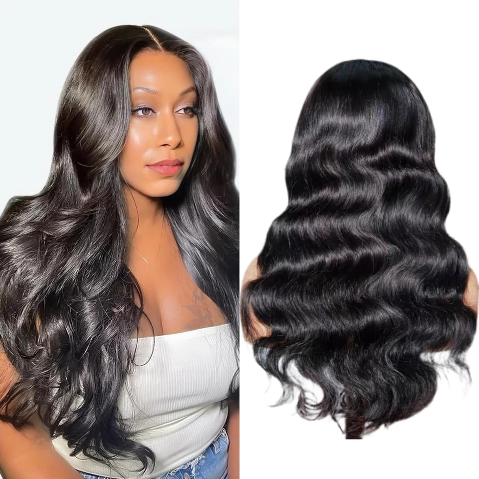 U Part Human Hair Wig Body Wave Brazilian Virgin Hair Glueless Wigs Human Hair - Image 2 of 4