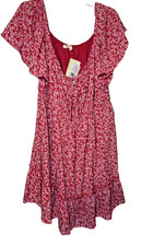 Rewind Red Floral Ruffle Tiered Mini Dress 2X Plus NWT Flowy Romantic Whimsy