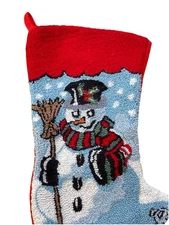 Hook & Loop Frosty Stocking Glitz Home Snowman Christmas EUC Scarf Buttons 19”