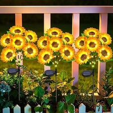 Solar Lights Outdoor Garden Decor, 1 and 6 head Sunflower Lights,Solar Flowers