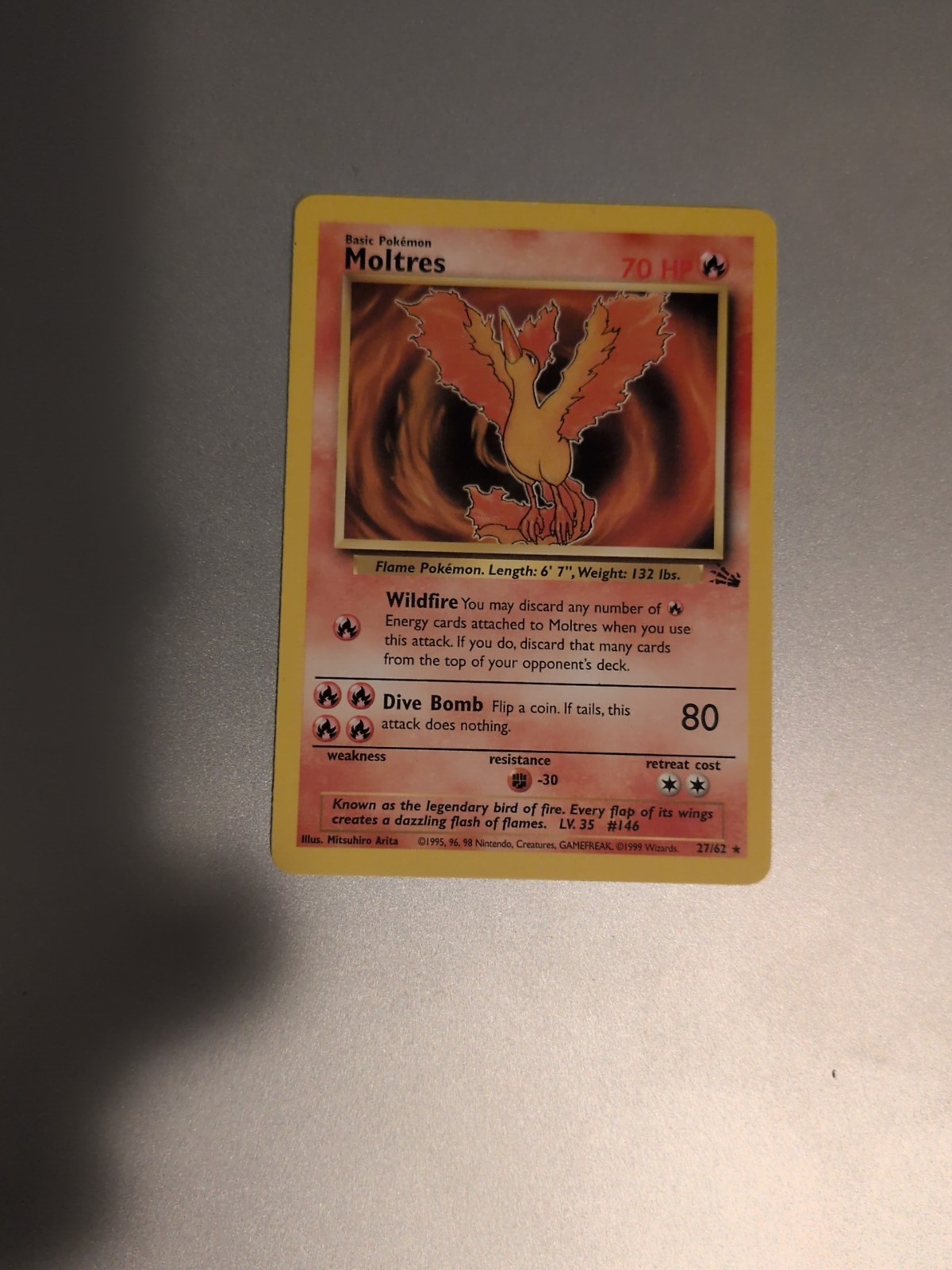 Moltres 27/62 Fossil Unlimited Nonholo Rare 1999 NM Pokémon TCG