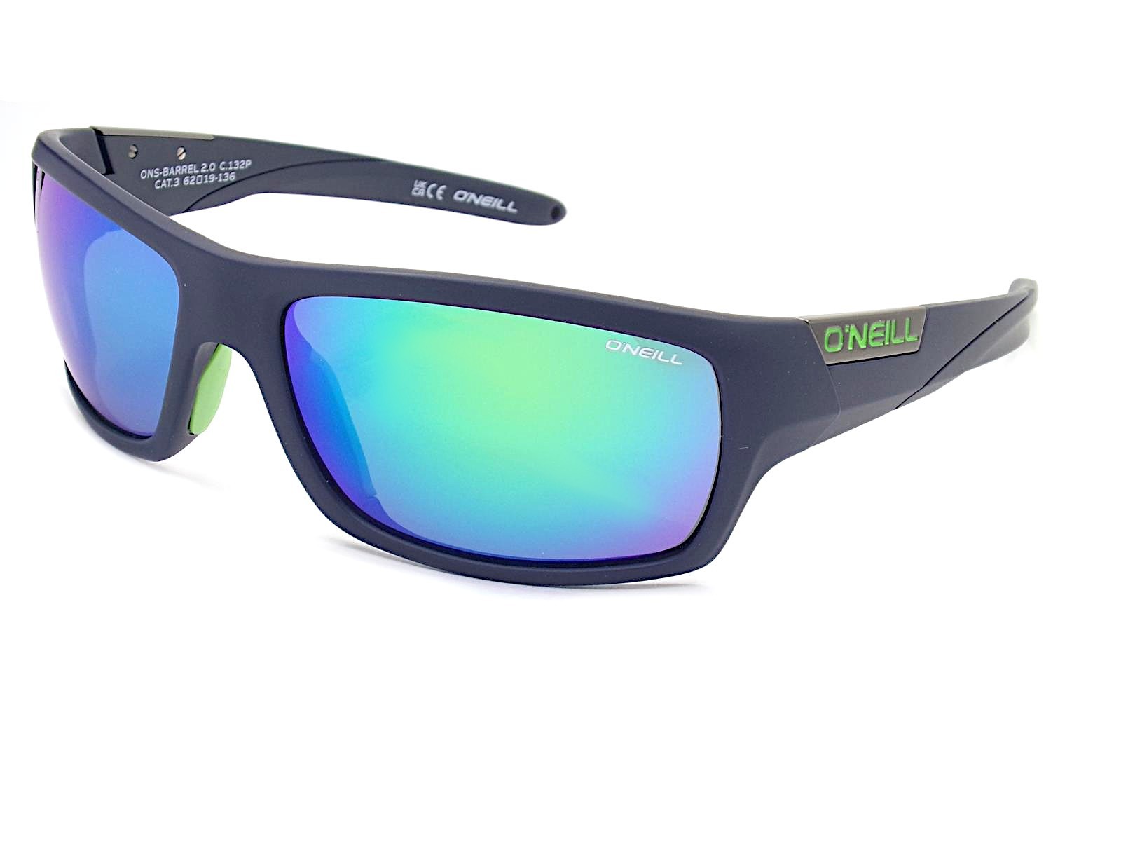 O'Neill Polarized Sunglasses Barrel 2.0 Dark Blue w/ Blue Mirror AR Lenses 132P